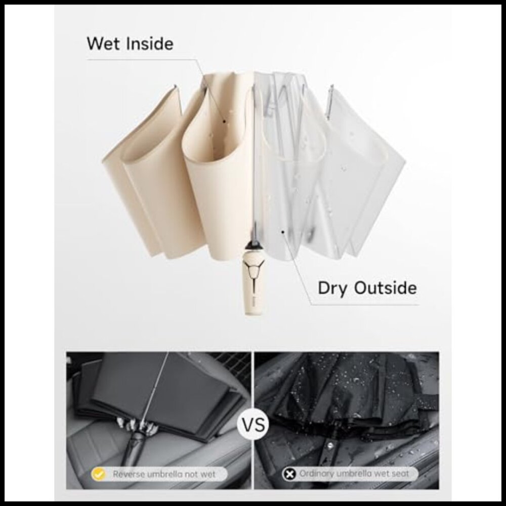 Windproof Travel Umbrella Automatic Reverse Fold … - image 6
